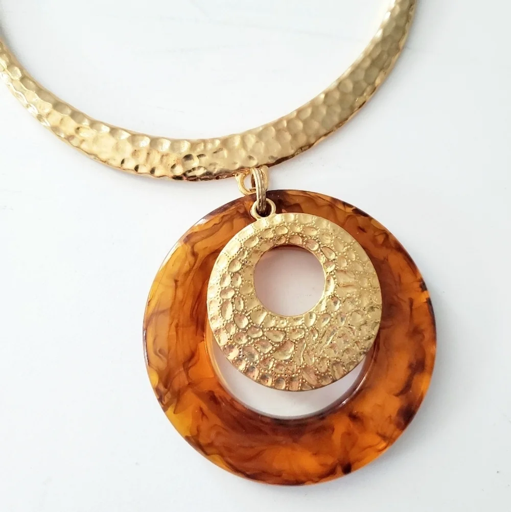 RJ Graziano Hammered Metal Statement Necklace - Picture 2 of 5
